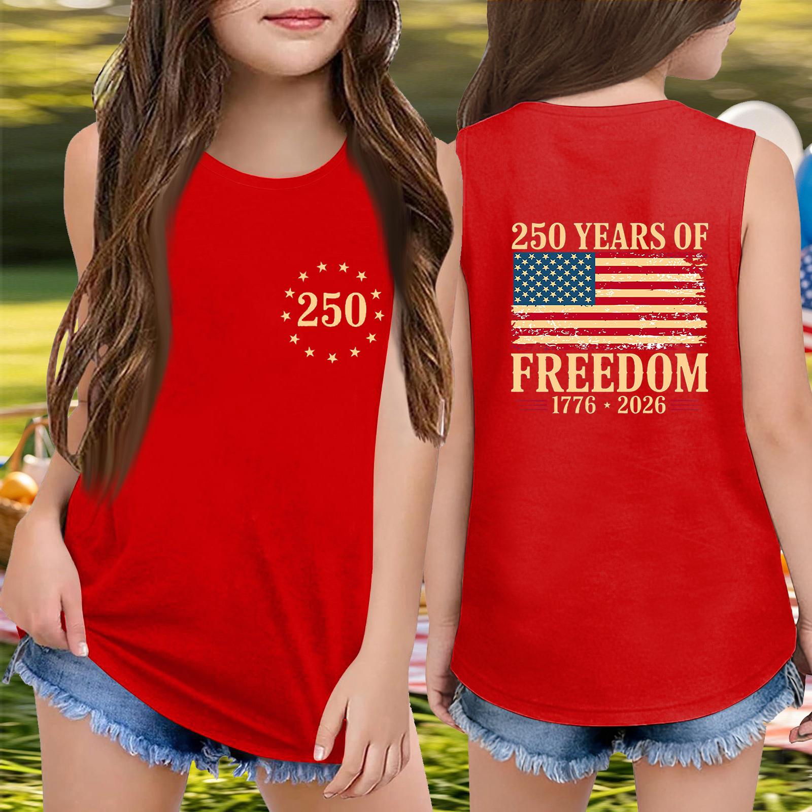 Girls Sleeveless Loose Fit Tank Top Independence Day Print Round Neck T Shirt 250 Years Freedom Graphic Tee for Kids Casual Summer Wear 120 Кіновар
Girls Sleeveless Loose Fit Tank Top Independence Day Print Round Neck T Shirt 250 Years Freedom Graphic Tee for Kids Casual Summer Wear 120 Кіновар
