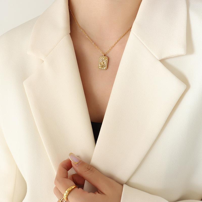 Ожерелье с подвеской в виде двух бус в стиле ретро, квадратная цепочка с подвеской на ключицу из титановой стали с покрытием из 18-каратного золота