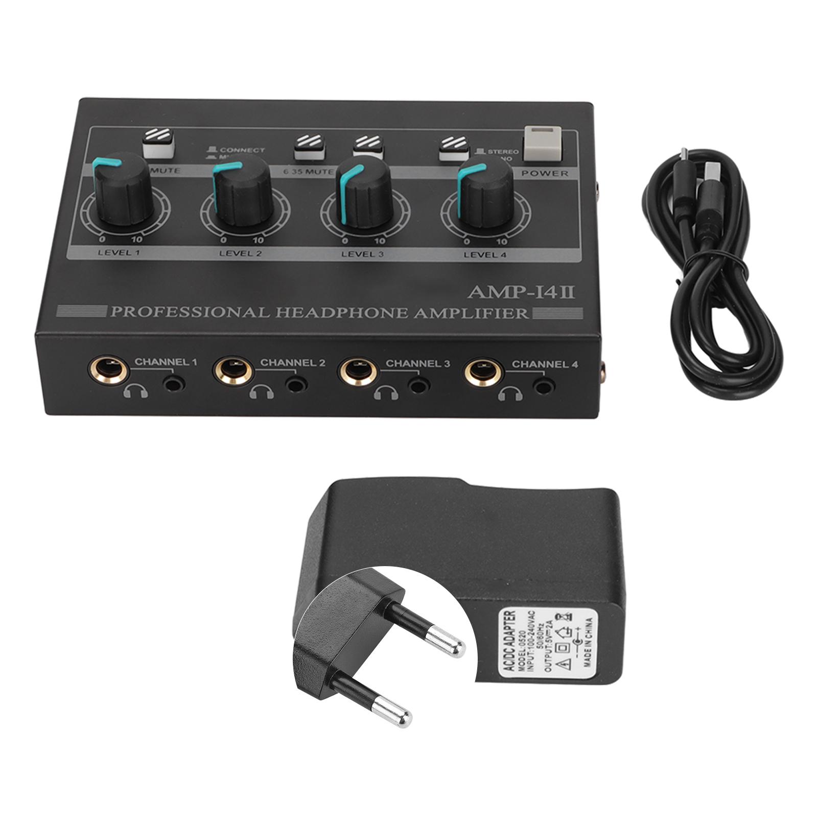 AMP‑14II 4-канальный усилитель для наушников Компактный 4-полосный стереоусилитель для наушников с адаптером 12 В, 2 А EU Plug
AMP‑14II 4-канальный усилитель для наушников Компактный 4-полосный стереоусилитель для наушников с адаптером 12 В, 2 А EU Plug