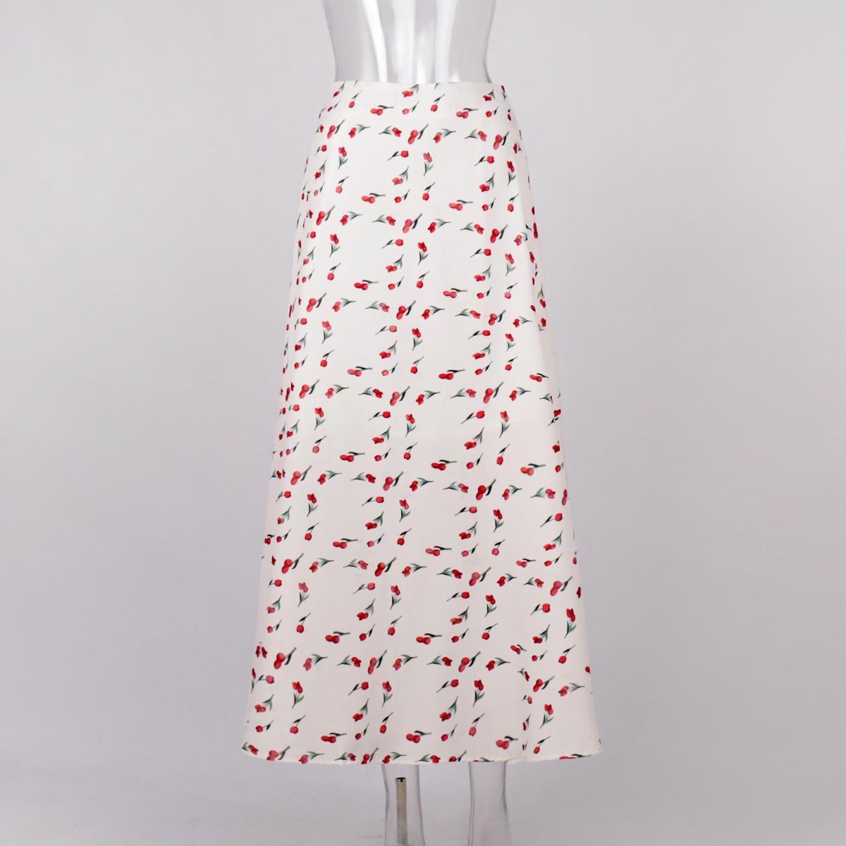 Spring Women s Elegant High Waist A-line Mermaid Hem Floral Cherry Print Skirt Vintage Crossborder European American Style Skirt S белый
Spring Women s Elegant High Waist A-line Mermaid Hem Floral Cherry Print Skirt Vintage Crossborder European American Style Skirt S белый