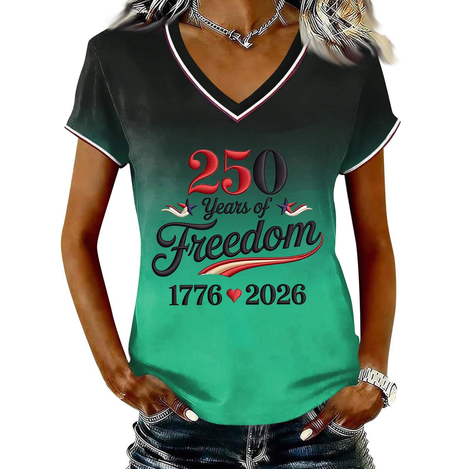 Women V Neck Short Sleeve Pullover T Shirt Gradient Print Casual Top 250 Years of 1776 2026 Letter Graphic Tee L зелёный
Women V Neck Short Sleeve Pullover T Shirt Gradient Print Casual Top 250 Years of 1776 2026 Letter Graphic Tee L зелёный