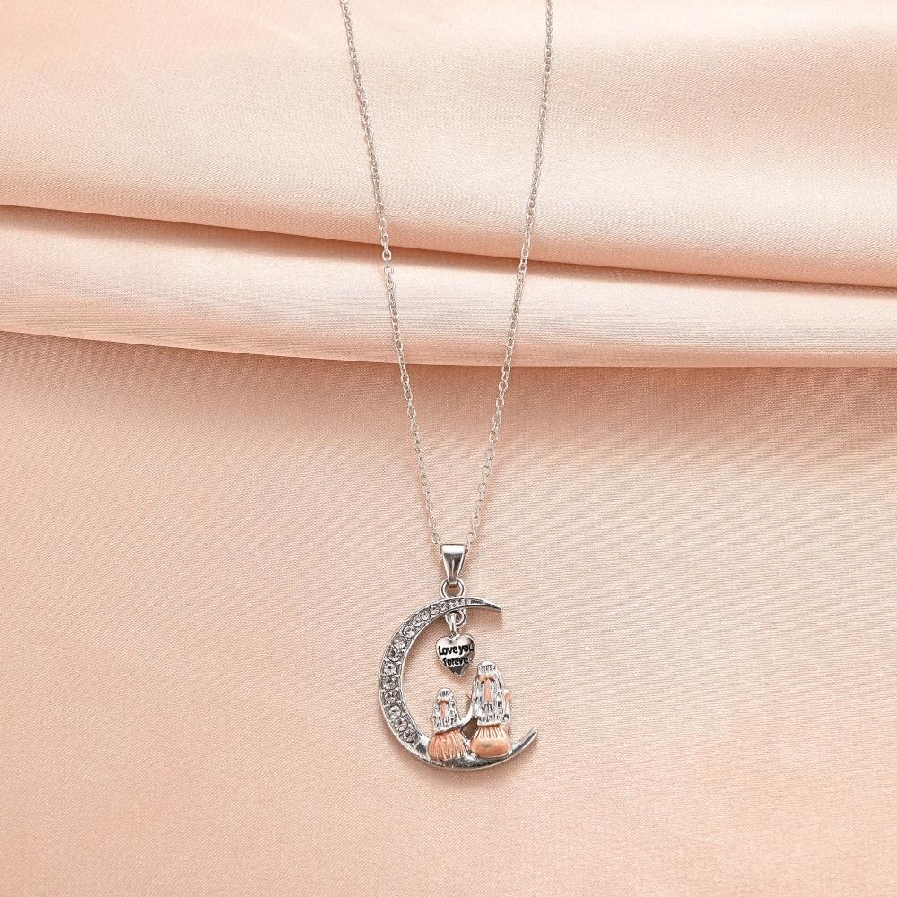 Creative Design Exquisite Zircon Moon Mother and Daughter Embrace Pendant Necklace for Women Charm Mother s Day Chokers Jewelry срібний
Creative Design Exquisite Zircon Moon Mother and Daughter Embrace Pendant Necklace for Women Charm Mother s Day Chokers Jewelry срібний