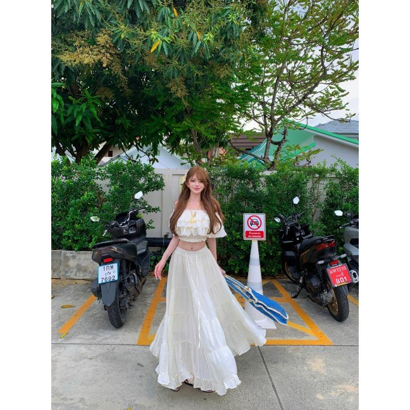 Chiang Mai Holiday Wear Gentle One-word Shoulder Temperament Short-sleeved Ruffle Edge Top Large Swing Skirt S
Chiang Mai Holiday Wear Gentle One-word Shoulder Temperament Short-sleeved Ruffle Edge Top Large Swing Skirt S