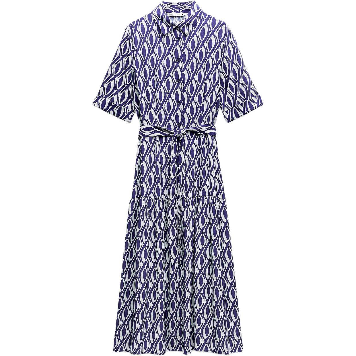 Zara Printed V-Neck Waist-Defined Long Short Sleeve Dress Women dresses Blue 5216042-400 L
Zara Printed V-Neck Waist-Defined Long Short Sleeve Dress Women dresses Blue 5216042-400 L