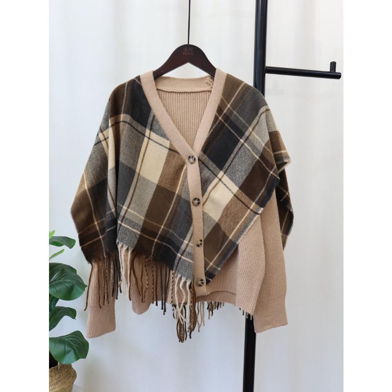 Клетчатый свитер с бахромой, кардиган-шаль в стиле двухслойного изделия, женский осенне-зимний, новый, с V-образным вырезом, нишевый вязаный свитер-жакет one size fits all хаки
Клетчатый свитер с бахромой, кардиган-шаль в стиле двухслойного изделия, женский осенне-зимний, новый, с V-образным вырезом, нишевый вязаный свитер-жакет one size fits all хаки