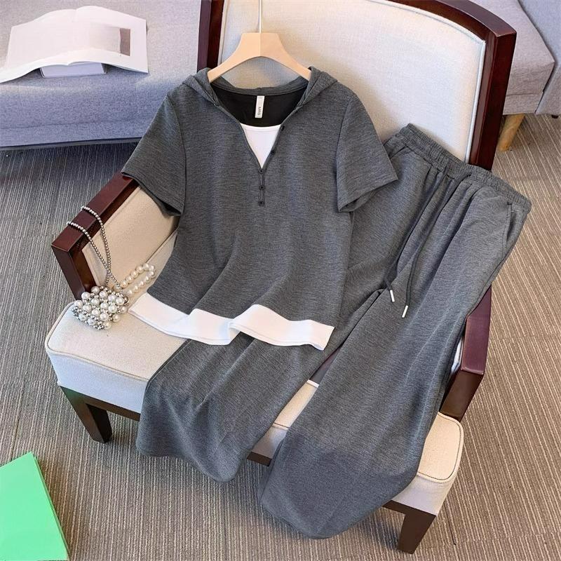 Sports Suit Women s Plus Size Summer Slim Short-sleeved Fashion, Comfortable, Casual and Fashionable Two-piece Trend 3XL сірий
Sports Suit Women s Plus Size Summer Slim Short-sleeved Fashion, Comfortable, Casual and Fashionable Two-piece Trend 3XL сірий