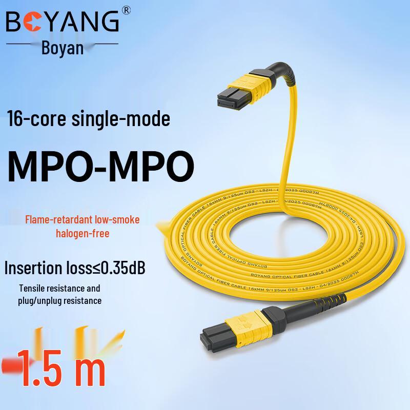 BOYANG 16-Core MPO/APC Single-Mode Fiber Optic Patch Cable
BOYANG 16-Core MPO/APC Single-Mode Fiber Optic Patch Cable