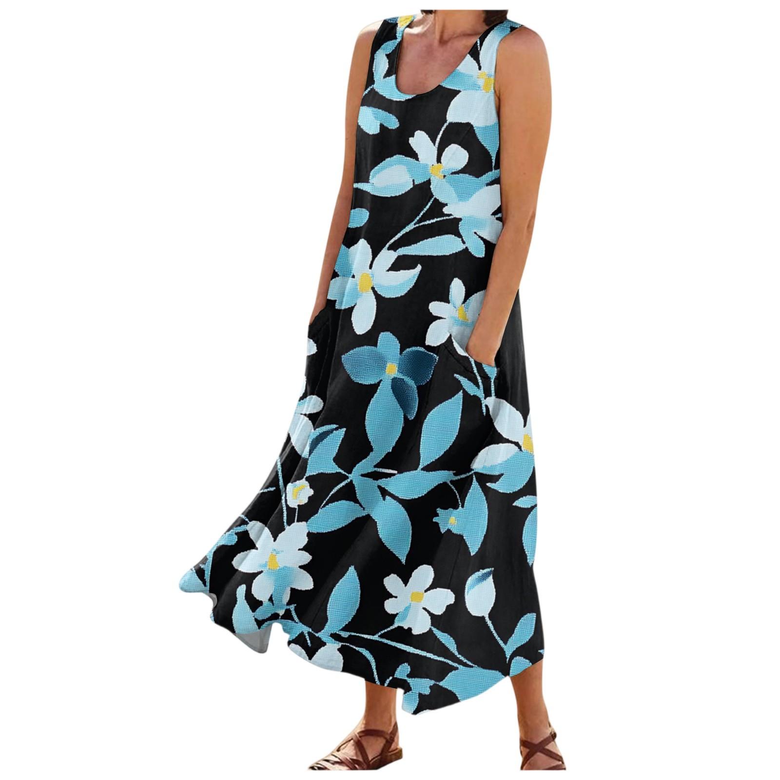 Women s Fashion Summer Casual Sleeveless Floral Printed Small Pocket Dresses XL синій
Women s Fashion Summer Casual Sleeveless Floral Printed Small Pocket Dresses XL синій