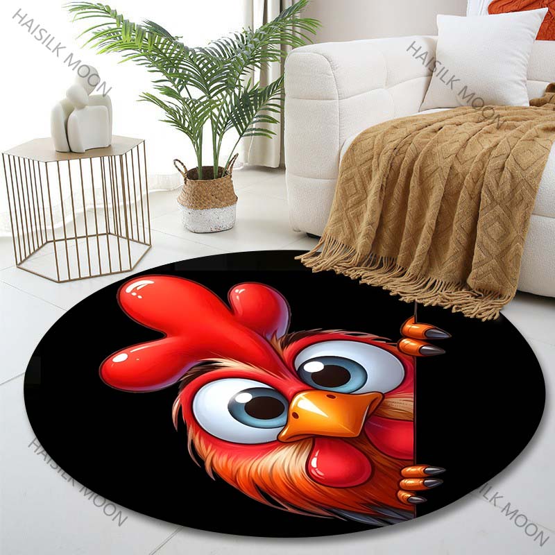 Multiple sizes Cartoon rooster peeking, black background Print Round Carpet Living Room Bedroom Table Chair Sofa Decor Carpet Diameter -60cm
Multiple sizes Cartoon rooster peeking, black background Print Round Carpet Living Room Bedroom Table Chair Sofa Decor Carpet Diameter -60cm
