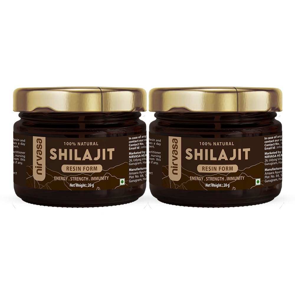 Nirvasa Pure & Original 100% Ayurvedic Himalayan Shilajit Resin 20g X Pack of 2 
Nirvasa Pure & Original 100% Ayurvedic Himalayan Shilajit Resin 20g X Pack of 2