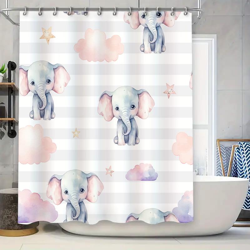 Watercolor Elephant Shower Curtain Pink Blue Cloud Star Striped Bathroom Decor For Kids Room W60H190(CM)-1 Pcs
Watercolor Elephant Shower Curtain Pink Blue Cloud Star Striped Bathroom Decor For Kids Room W60H190(CM)-1 Pcs