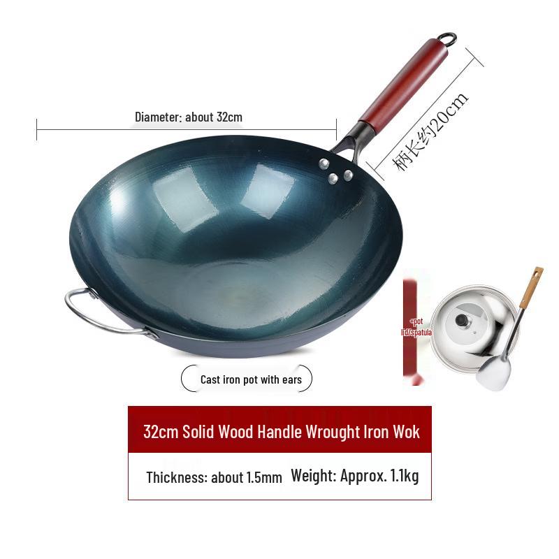 Forged Wrought Iron Round Bottom Wok Set with Lid and Spatula
Forged Wrought Iron Round Bottom Wok Set with Lid and Spatula