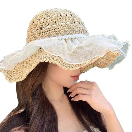 Straw Hat Breathable Large Brim Lightweight Foldable Ruffled Lace Design Sun Protection Hat Summer бежевий
Straw Hat Breathable Large Brim Lightweight Foldable Ruffled Lace Design Sun Protection Hat Summer бежевий