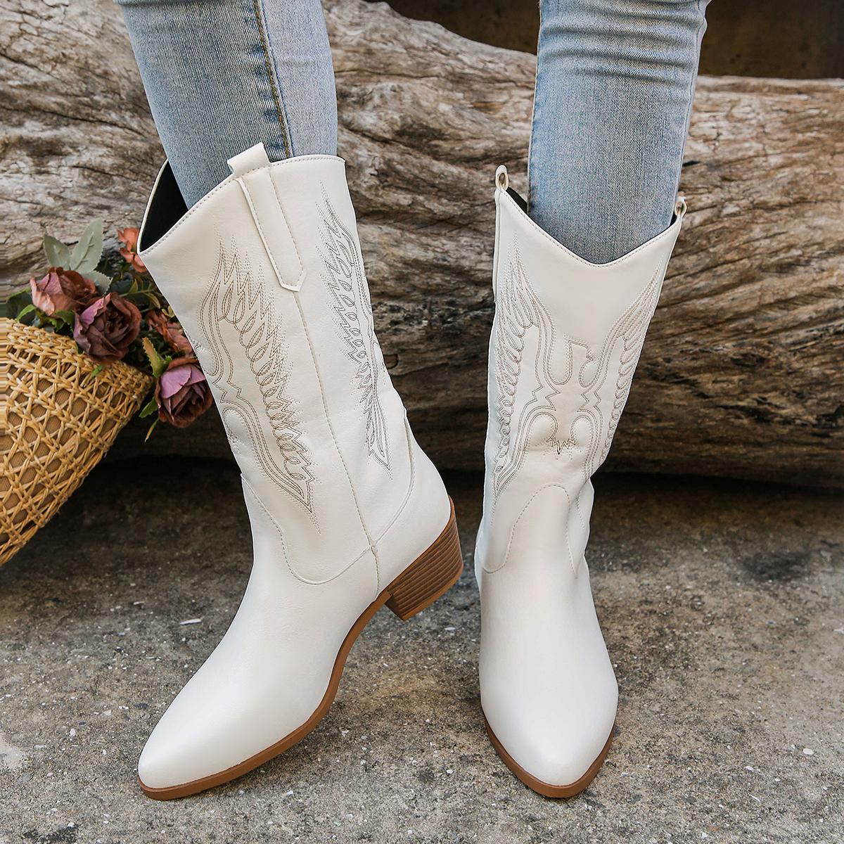 Модные однотонные вышитые ковбойские сапоги женские с острым носком на толстом каблуке до середины голени стильные женские сапоги из искусственной кожи 43 белый
Модные однотонные вышитые ковбойские сапоги женские с острым носком на толстом каблуке до середины голени стильные женские сапоги из искусственной кожи 43 белый