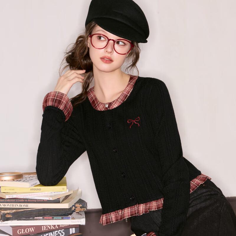 SanCai 2025 Autumn Plaid Bow-Knot Embroidered Knit Cardigan S
SanCai 2025 Autumn Plaid Bow-Knot Embroidered Knit Cardigan S