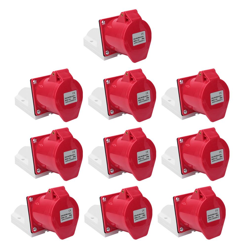10Pcs Industrial Socket Connector BEM-124 4 Holes IP44 Waterproof Plug 32A 380-415V
10Pcs Industrial Socket Connector BEM-124 4 Holes IP44 Waterproof Plug 32A 380-415V