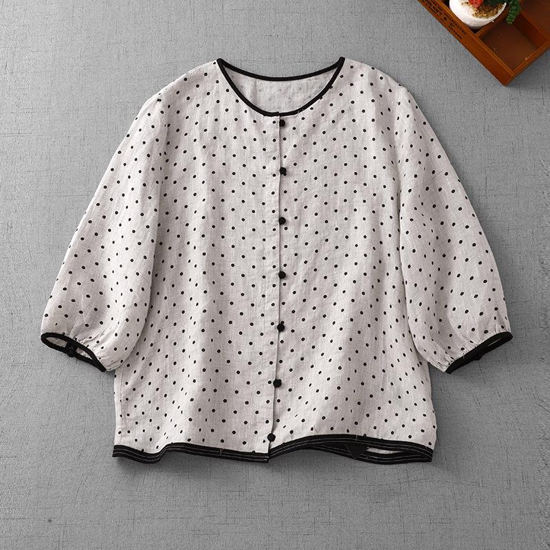 2025 Versatile Cotton Linen Polka Dot 7-Sleeve Retro Loose Top Large
2025 Versatile Cotton Linen Polka Dot 7-Sleeve Retro Loose Top Large