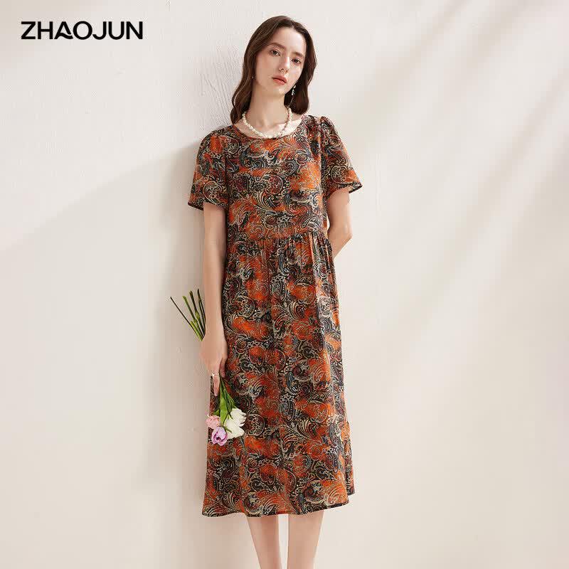 Zhaojun Women s Printed Mulberry Silk Short-Sleeve Dress L
Zhaojun Women s Printed Mulberry Silk Short-Sleeve Dress L