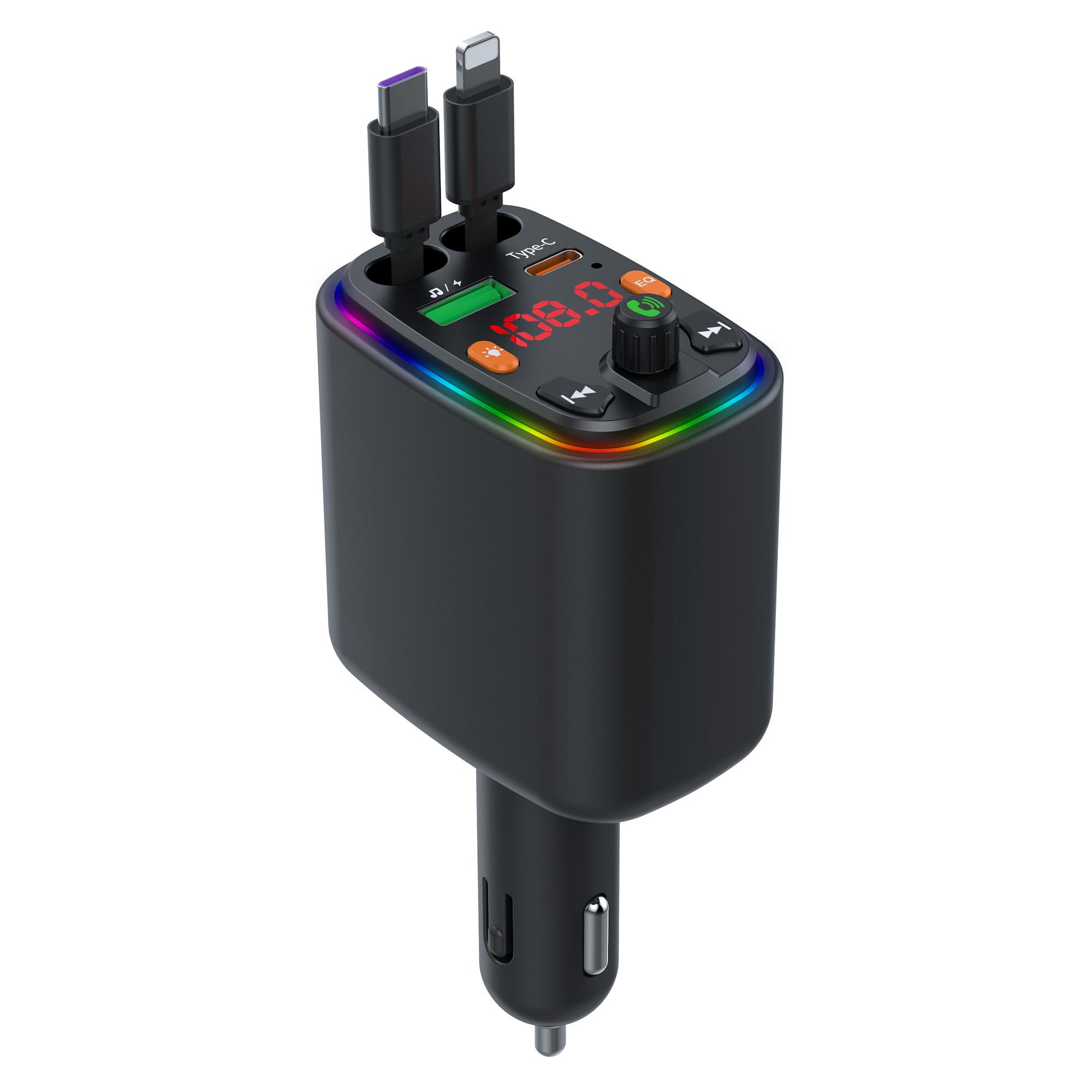 Y10 Car Charger FM Transmitter Bluetooth-Compatible MP3 Player with Retractable Type C+iP Cable A
Y10 Car Charger FM Transmitter Bluetooth-Compatible MP3 Player with Retractable Type C+iP Cable A