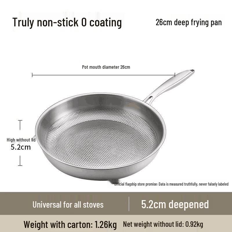 316 Stainless Steel Non-Stick Flat-Bottom Pan, Food Grade, Thickened for Induction Cookers, Ideal for Steak Frying.
316 Stainless Steel Non-Stick Flat-Bottom Pan, Food Grade, Thickened for Induction Cookers, Ideal for Steak Frying.