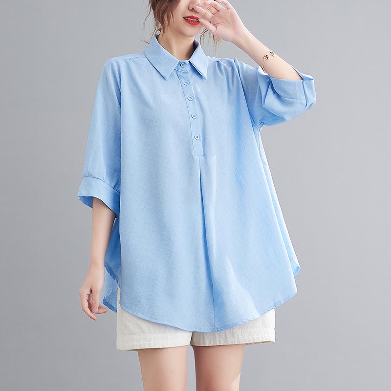 2026 Casual Plus Size Solid Color Short Sleeve Shirt - Slimming Spring/Summer Top for Women Medium (M) світло-синій колір
2026 Casual Plus Size Solid Color Short Sleeve Shirt - Slimming Spring/Summer Top for Women Medium (M) світло-синій колір