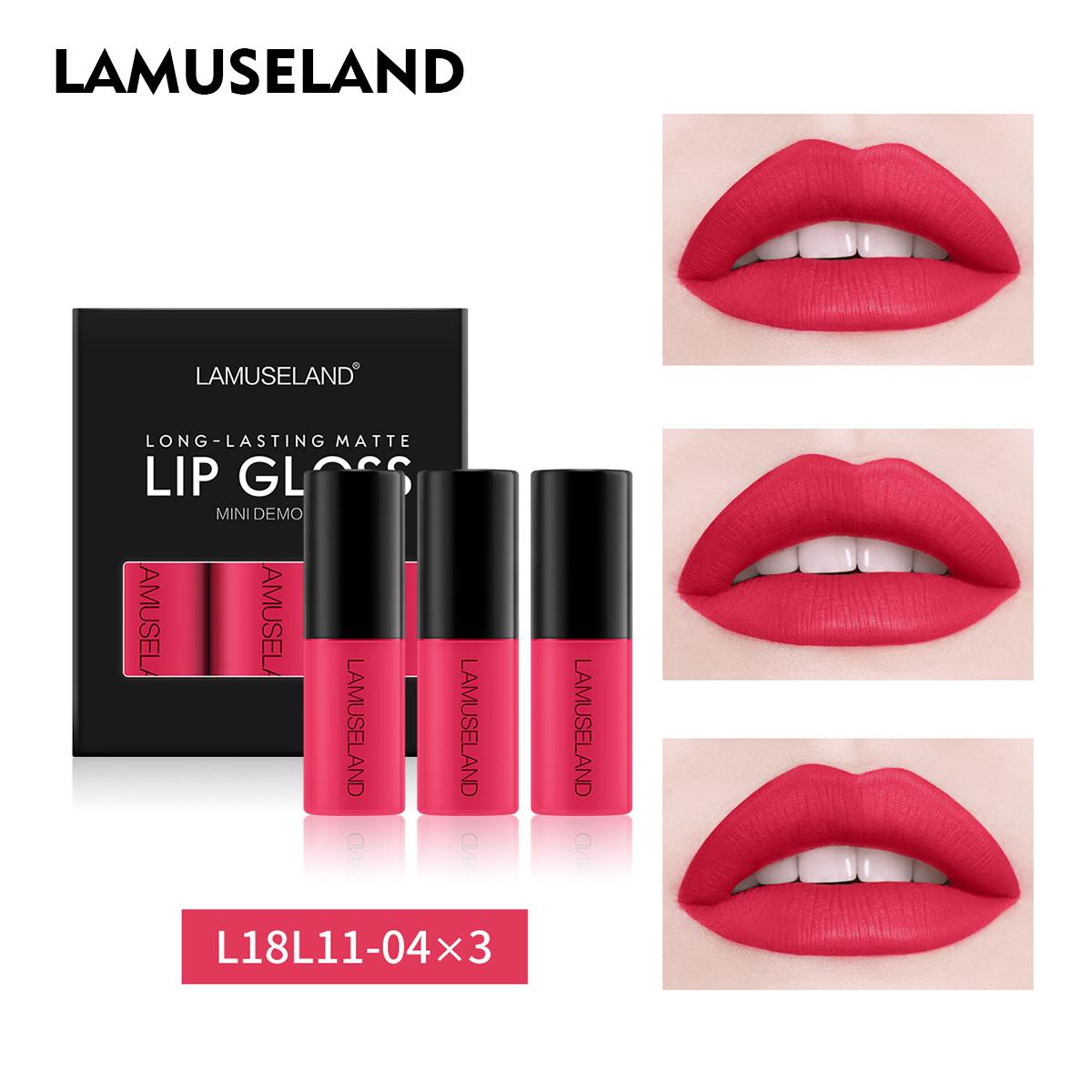 LAMUSELAND 3 шт./компл. милая мини-водостойкая долговечная жидкая помада матовый блеск для губ 3,5 г x 3
LAMUSELAND 3 шт./компл. милая мини-водостойкая долговечная жидкая помада матовый блеск для губ 3,5 г x 3