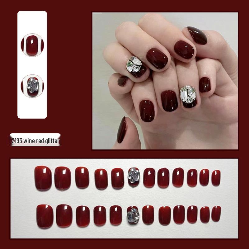 Wine Red Sparkle Rhinestone Wearable Nails - Removable False Manicure Stickers
Wine Red Sparkle Rhinestone Wearable Nails - Removable False Manicure Stickers