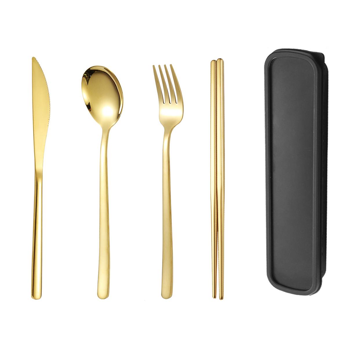 4pc Stainless steel tableware knife and fork spoon chopsticks tableware suit students go to school the portable suit золотистый
4pc Stainless steel tableware knife and fork spoon chopsticks tableware suit students go to school the portable suit золотистый