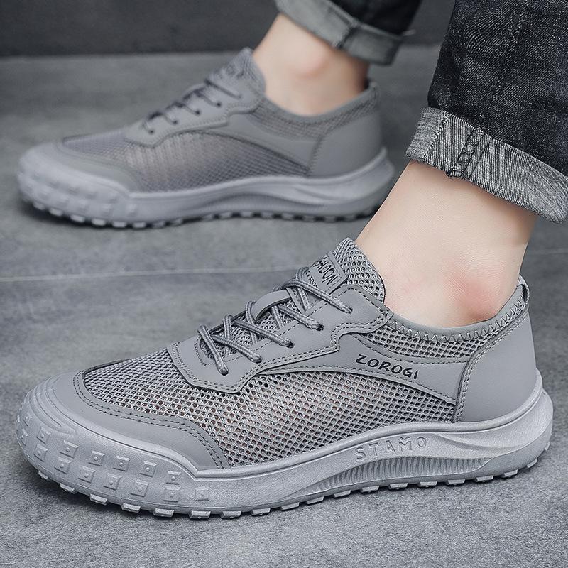 Мужская летняя дышащая сетчатая тонкая полая сетка обувь молодежная беговая спортивная обувь для отдыха модная мужская обувь спотовые поставки 44 серый