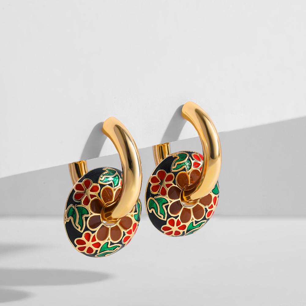 Vintage Colorful Flower Painted Enamel Round Circle Loop Earrings for Women Stainless Steel Chunky Hoop Earrings Gift
Vintage Colorful Flower Painted Enamel Round Circle Loop Earrings for Women Stainless Steel Chunky Hoop Earrings Gift