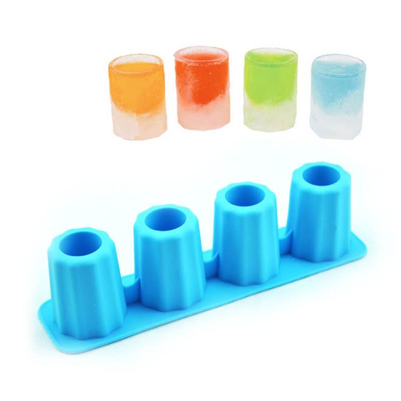 Инструмент для изготовления мороженого, 4 чашки, форма для льда, прямоугольная чашка из TPR, аксессуары для бара, портативный ящик для льда, летние принадлежности, 3D форма для кубиков льда