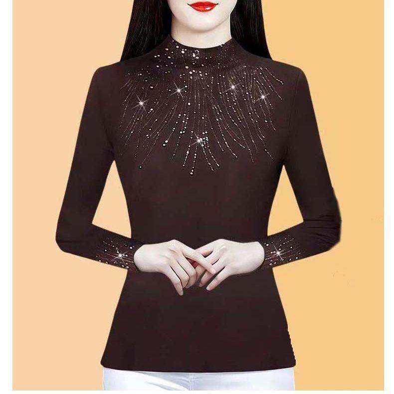 Autumn and winter new thickened German velvet bottoming shirt for women with thin semi-turtleneck diamond-encrusted long-sleeved top for women 4XL
Autumn and winter new thickened German velvet bottoming shirt for women with thin semi-turtleneck diamond-encrusted long-sleeved top for women 4XL