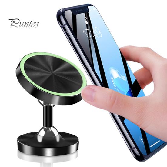 Вращение на 360 градусов Светящийся магнитный сплав Автомобильная подставка для приборной панели телефона