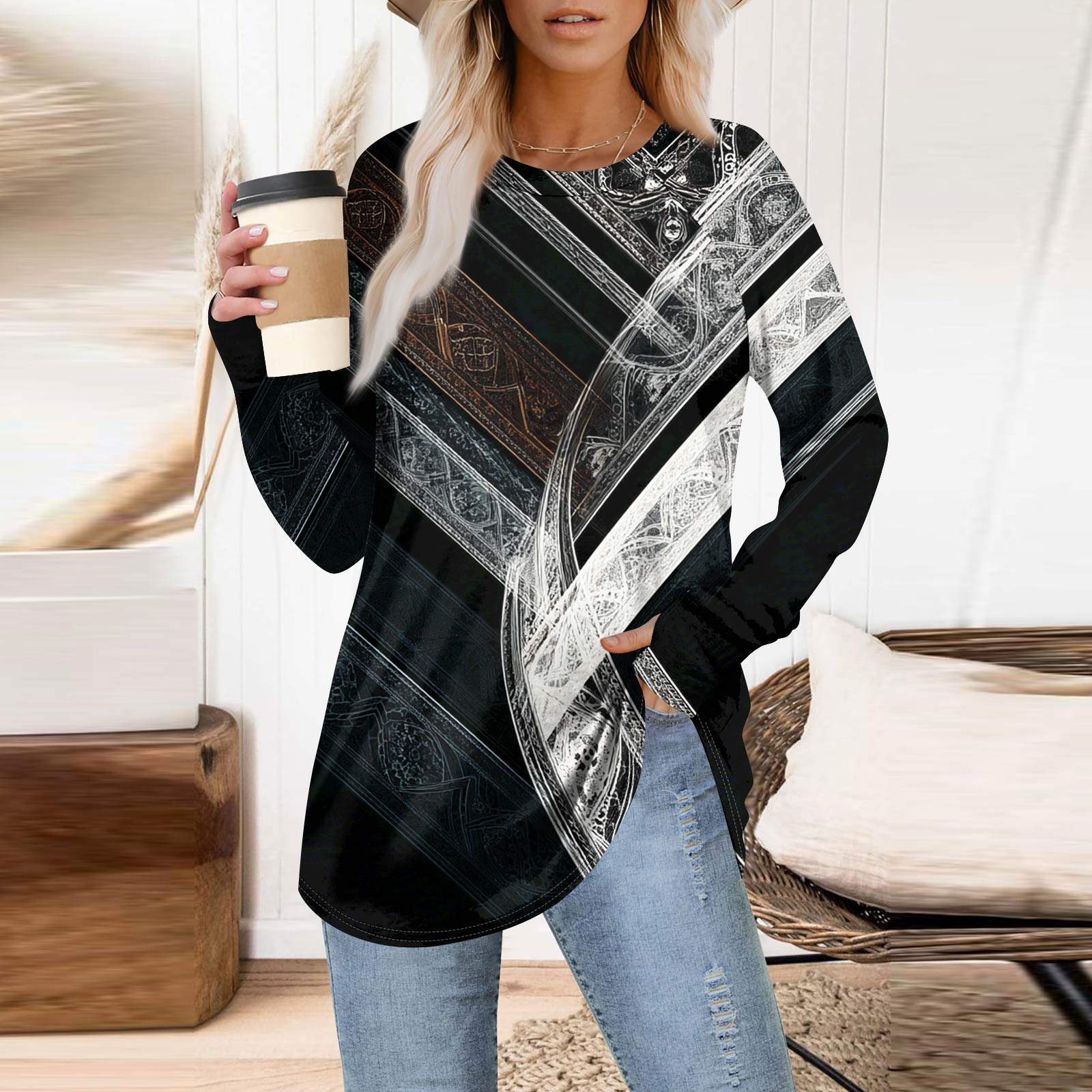 Женская толстовка большого размера с графическим принтом, длинный рукав, спущенное плечо, круглая рубашка, топы, винтажная одежда S чёрный
Женская толстовка большого размера с графическим принтом, длинный рукав, спущенное плечо, круглая рубашка, топы, винтажная одежда S чёрный