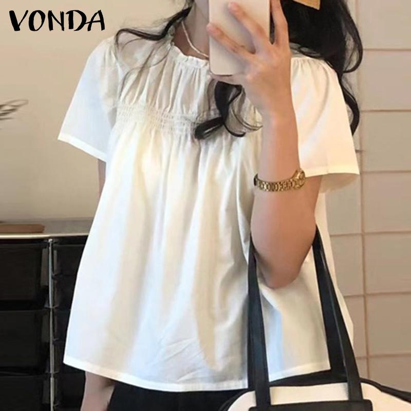 VONDA Женская летняя повседневная свободная блузка А-силуэта с коротким рукавом однотонная блузка больших размеров
VONDA Женская летняя повседневная свободная блузка А-силуэта с коротким рукавом однотонная блузка больших размеров
