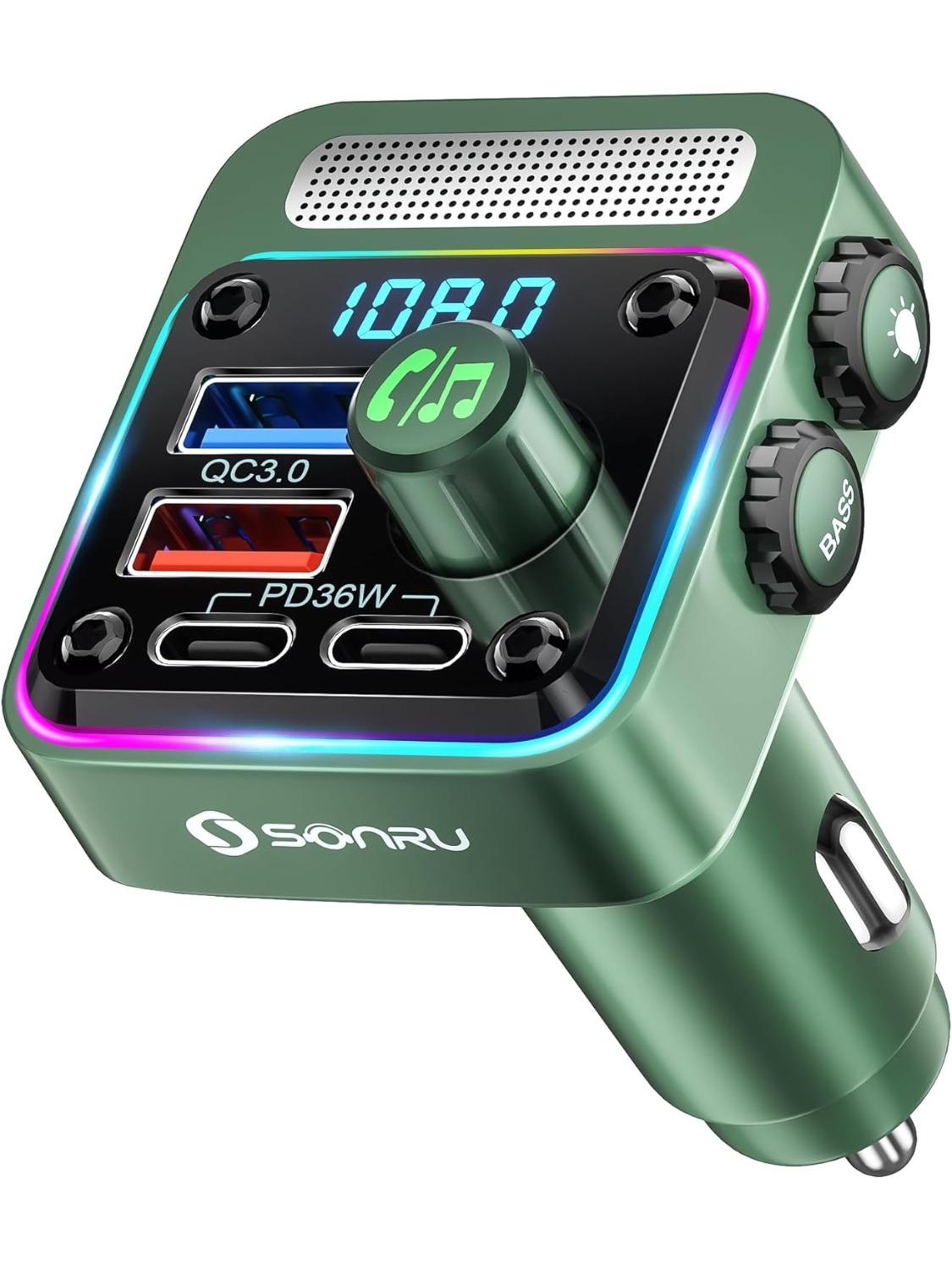Bluetooth 5.3 FM Transmitter Car Adapter,Car Charger 54W PD 36W & QC3.0 18W Wireless FM Radio Transmitter,5 Colors LED Backlit зелений
Bluetooth 5.3 FM Transmitter Car Adapter,Car Charger 54W PD 36W & QC3.0 18W Wireless FM Radio Transmitter,5 Colors LED Backlit зелений
