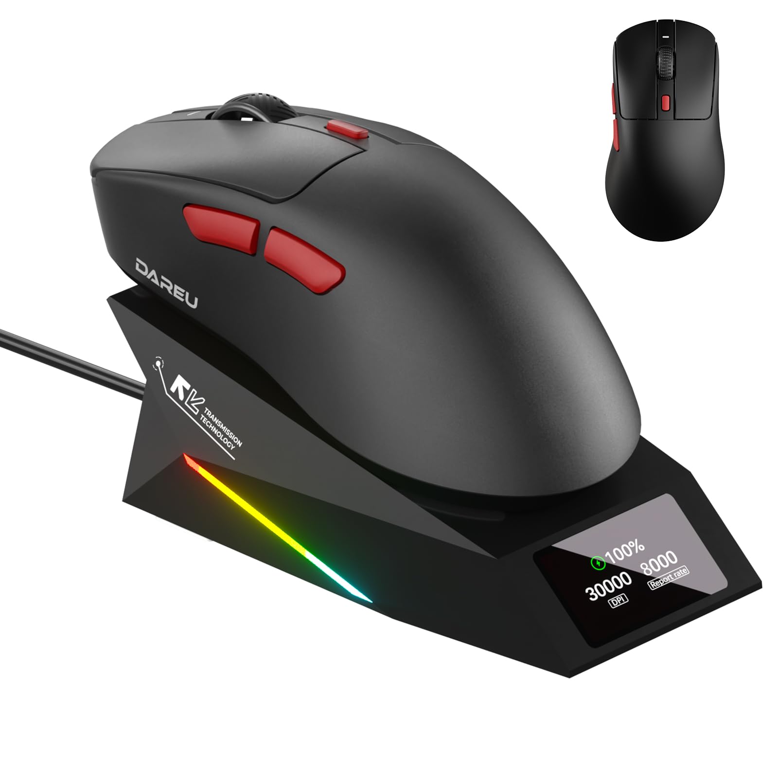 DAREU AE7PRO Wireless 8K Gaming 62g 30000 Advanced PAW3950 Charging Stand Technical Standards Compliance Certified Mouse, Semi-Molecular Coating,
DAREU AE7PRO Wireless 8K Gaming 62g 30000 Advanced PAW3950 Charging Stand Technical Standards Compliance Certified Mouse, Semi-Molecular Coating,