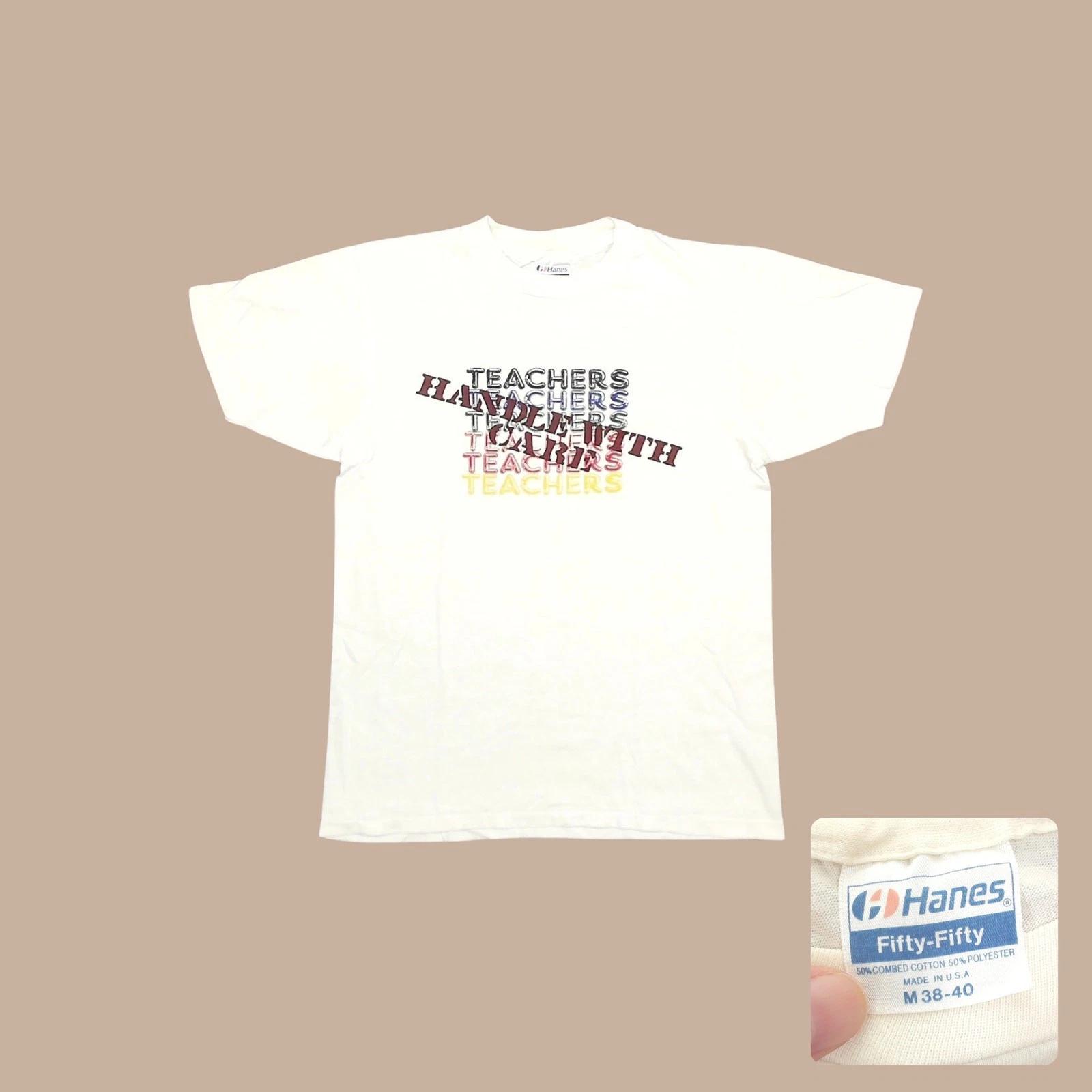 80s Hanes Teachers Handle With Care T-Shirt Ivory Single Stitch M S
80s Hanes Teachers Handle With Care T-Shirt Ivory Single Stitch M S