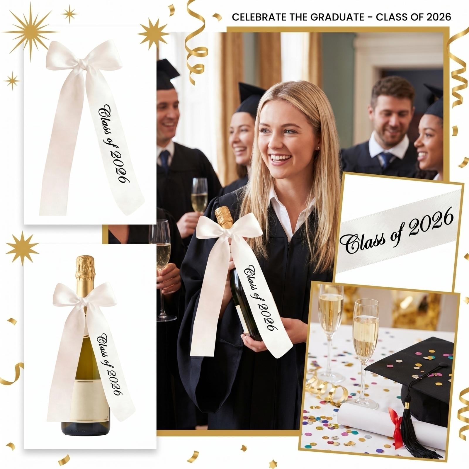 Graduation Season Satin Ribbon for Champagne Bottle Printed Just Graduated Unknotted Decorative Ribbon for Graduation Party One Size
Graduation Season Satin Ribbon for Champagne Bottle Printed Just Graduated Unknotted Decorative Ribbon for Graduation Party One Size