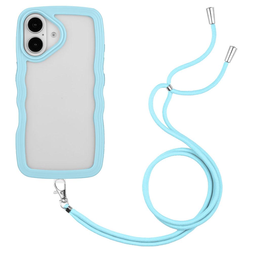 For iPhone 16 Plus Case Wavy Edge Design PC+TPU Shockproof Phone Cover with Adjustable Lanyard Sky Blue
For iPhone 16 Plus Case Wavy Edge Design PC+TPU Shockproof Phone Cover with Adjustable Lanyard Sky Blue