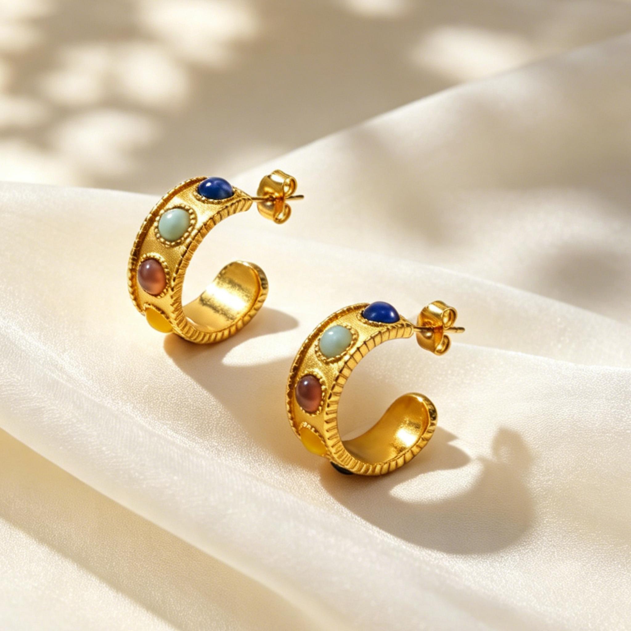 Fashion Multi Color Natural Stone Stainless Steel C-shaped Earrings for Women, 18K Gold Plated Aesthetic Jewelry Gifts
Fashion Multi Color Natural Stone Stainless Steel C-shaped Earrings for Women, 18K Gold Plated Aesthetic Jewelry Gifts