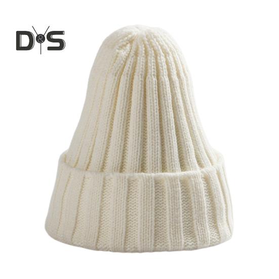 Унисекс зимняя вязаная шапка с толстыми полями, однотонная, эластичная, для защиты ушей, ветрозащитная, теплая для холодной погоды, головной убор белый