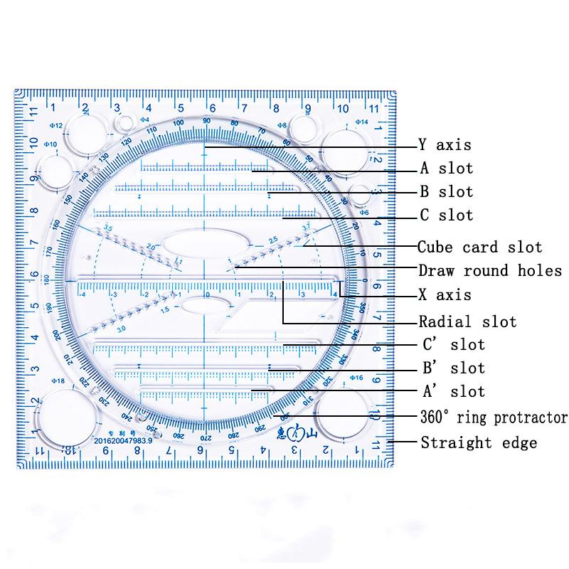 1PCS Multifunctional Universal Ruler Rotatable Ruler Set Math Circle Ellipse Template Exam Triangle Parallel Ruler синій
1PCS Multifunctional Universal Ruler Rotatable Ruler Set Math Circle Ellipse Template Exam Triangle Parallel Ruler синій