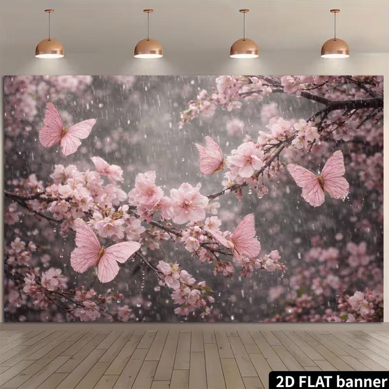 2D Pink Cherry Blossom & Butterfly Backdrop, Rainy Sakura Photography Background 47.2x31.5inch/120*80cm
2D Pink Cherry Blossom & Butterfly Backdrop, Rainy Sakura Photography Background 47.2x31.5inch/120*80cm