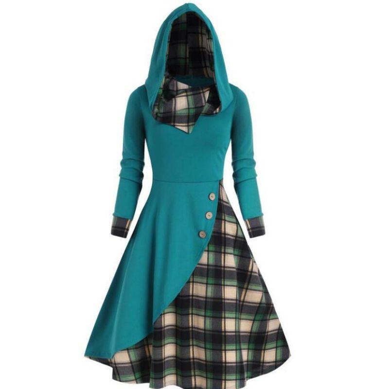 Платье с высоким воротом Мода Весна Новинка Женская одежда Клетчатая строчка Худи Водолазка Платье с большим подолом Green XL
Платье с высоким воротом Мода Весна Новинка Женская одежда Клетчатая строчка Худи Водолазка Платье с большим подолом Green XL