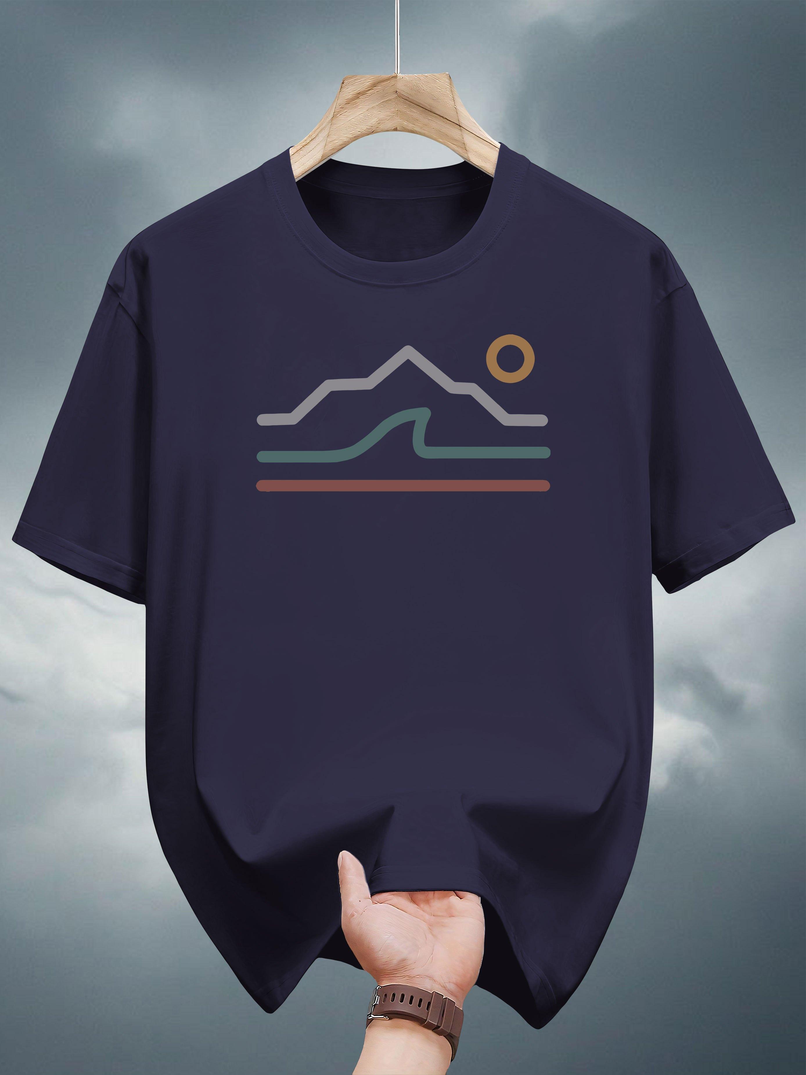 200g 100% Cotton Short Sleeve T-shirt with Mountain & Wave Graphic Print - Navy Blue Casual Summer Tee S
200g 100% Cotton Short Sleeve T-shirt with Mountain & Wave Graphic Print - Navy Blue Casual Summer Tee S