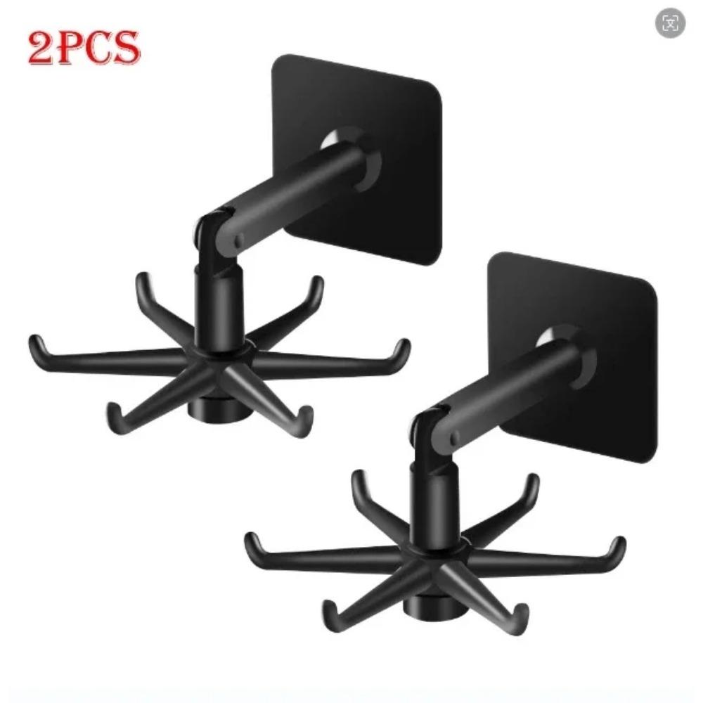2 шт. кухонные крючки вращающаяся стойка для хранения многоцелевые самоклеящиеся крючки кухонная утварь подвесное хранение домашняя организация black-2pcs