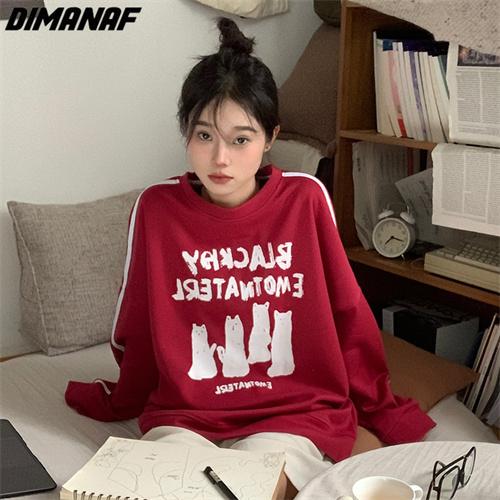 DIMANAF 2023, новые короткие женские толстовки и свитшоты с принтом, свободные осенние базовые топы с длинными рукавами и круглым вырезом, красный новый пуловер
DIMANAF 2023, новые короткие женские толстовки и свитшоты с принтом, свободные осенние базовые топы с длинными рукавами и круглым вырезом, красный новый пуловер
