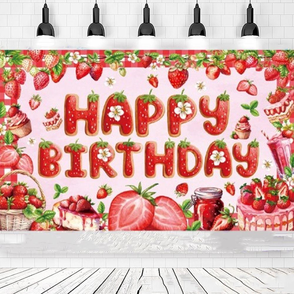 Cartoon Strawberry Party Background Polyester Poster Photo Props Photo Booth Strawberry
Cartoon Strawberry Party Background Polyester Poster Photo Props Photo Booth Strawberry