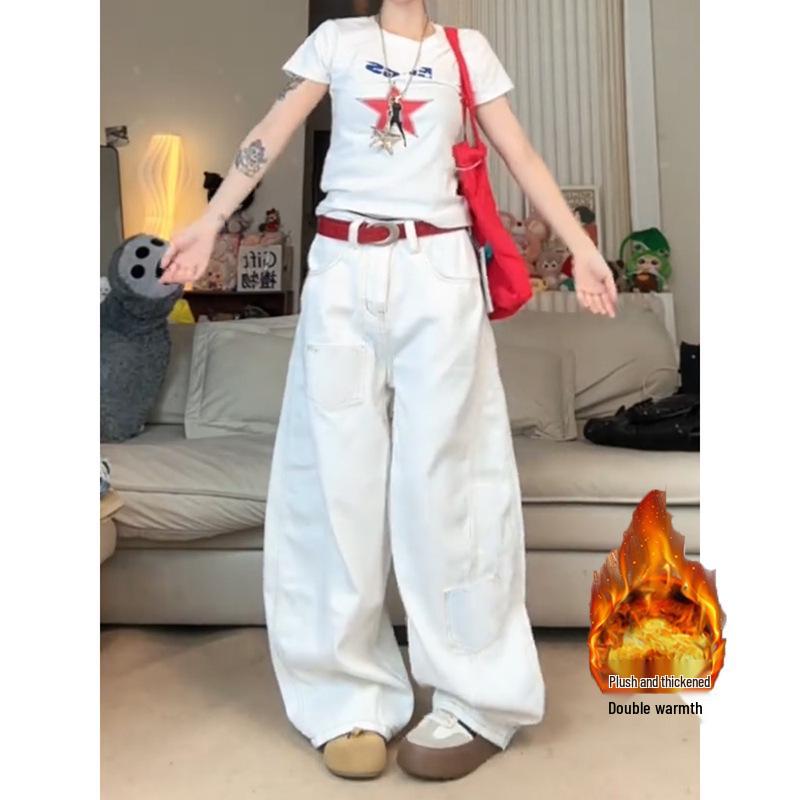 High Street Plush Curved Knife Jeans: Autumn/Winter Loose Slimming High-Waist Wide-Leg Floor-Length Pants XL белый
High Street Plush Curved Knife Jeans: Autumn/Winter Loose Slimming High-Waist Wide-Leg Floor-Length Pants XL белый